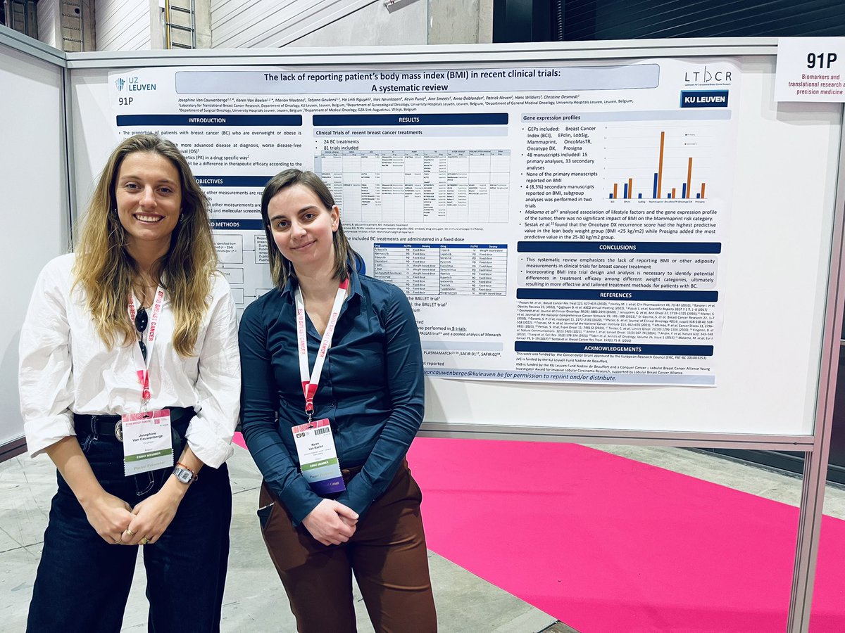 Josephine Van Cauwenberge (@josephine_vc) on Twitter photo Proud to have presented our poster at #ESMOBreast2023, highlighting the lack of reporting BMI in recent breast cancer clinical trials. <a href="/VanBaelenKaren/">KarenVanBaelen</a> <a href="/ChristineDesme2/">Christine Desmedt</a> Proud to have presented our poster at #ESMOBreast2023, highlighting the lack of reporting BMI in recent breast cancer clinical trials. <a href="/VanBaelenKaren/">KarenVanBaelen</a> <a href="/ChristineDesme2/">Christine Desmedt</a>