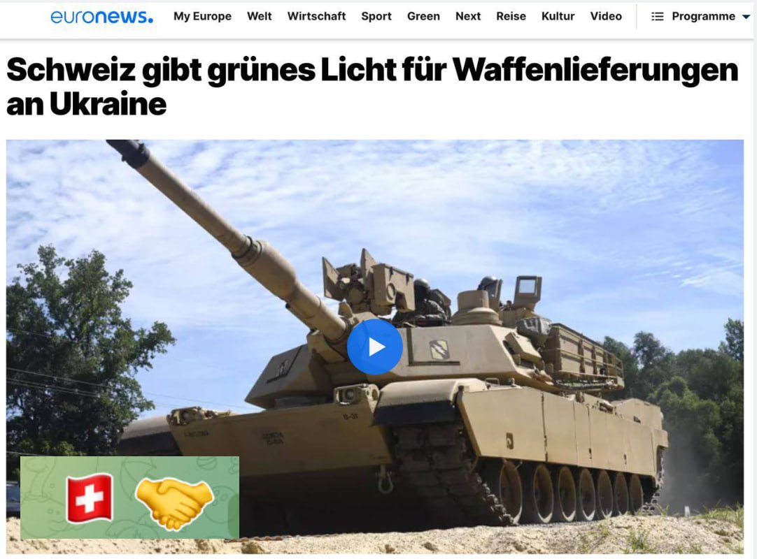 Clash Report on Twitter "Switzerland approves arms supplies to Ukraine
