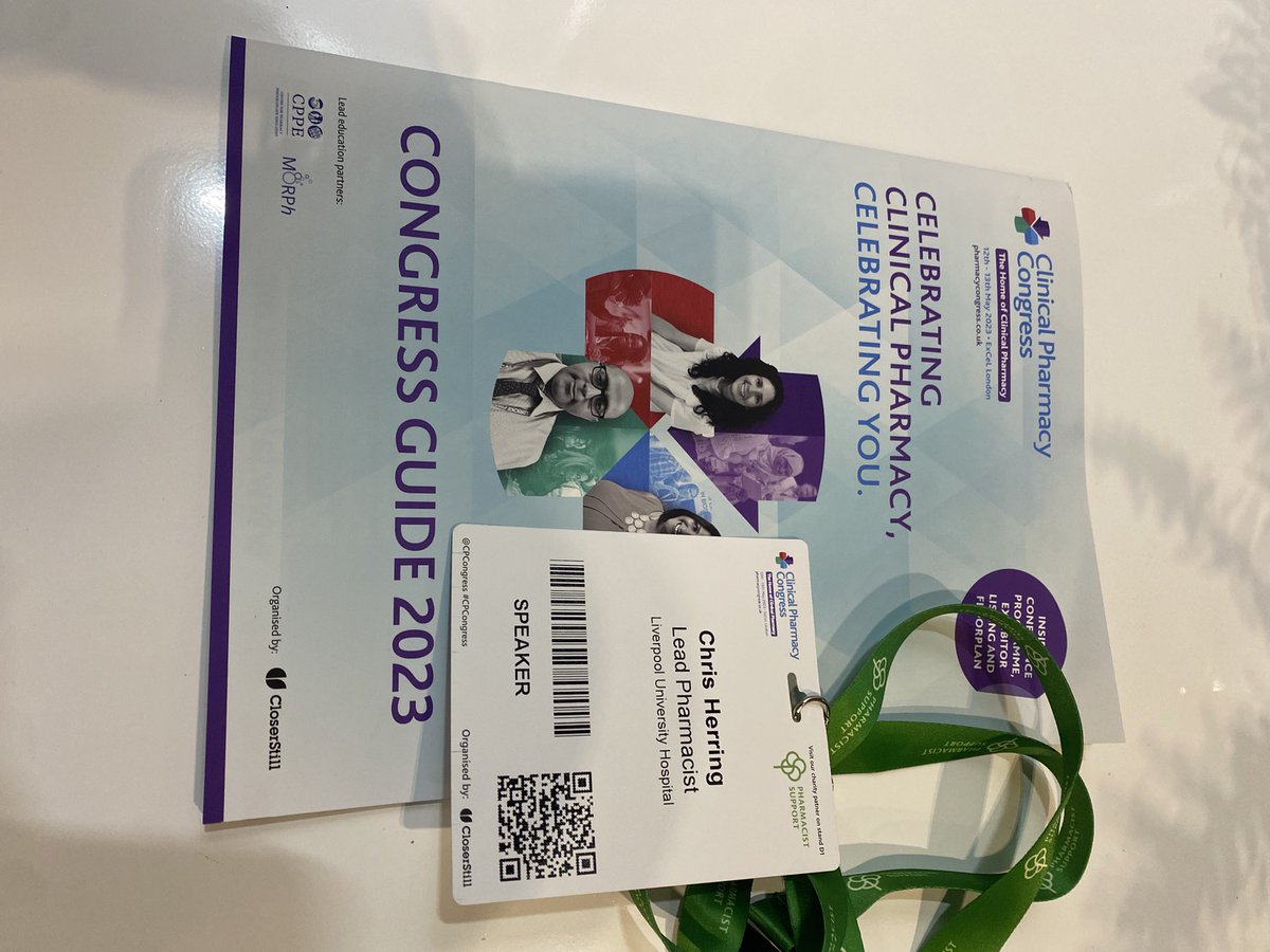 Great to be representing Liverpool Hospitals NHS Foundation Trust <a href="/CPCongress/">Clinical Pharmacy Congress</a> #CPCongress, great day yesterday, hopefully another one today