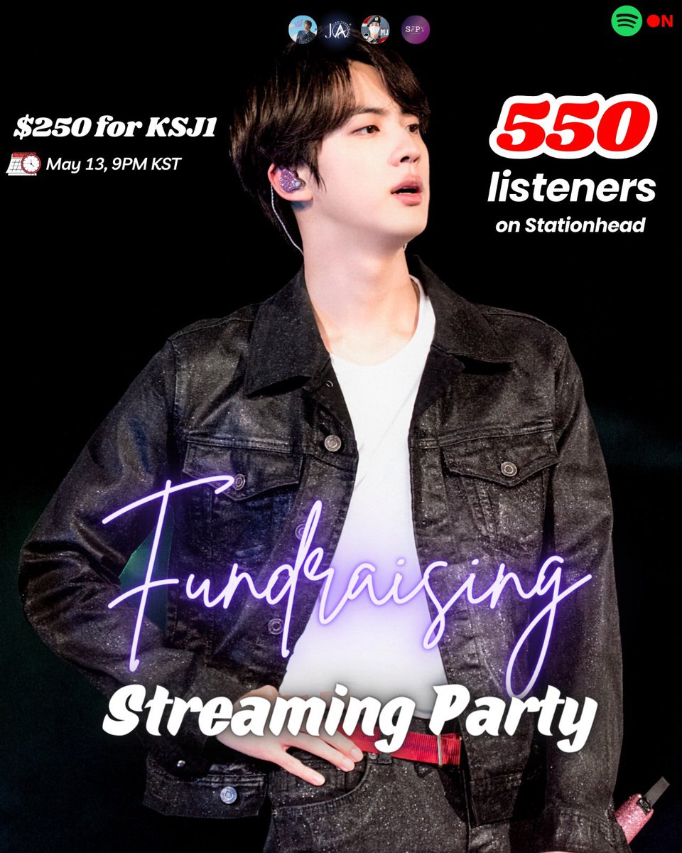 jinniesarchives's tweet photo. [ FUNDRAISING STREAMING CHALLENGE ]

Upcoming schedule:

⏰9PM KST, @MadnaeJin1204's Stationhead (550 listeners)
⏰12AM KST, @jinniesarchives' pinned tweet (3000 screenshots in 24 hours)

Stay tune! 👋

#TheAstronaut #JIN https://t.co/8LC4OVIwfC
