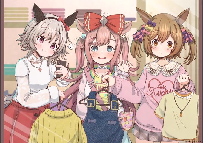 ファル子とカレンの着せ替え人形にされるデジたん #ウマ娘 #カレンチャン #アグネスデジタル #スマートファルコン