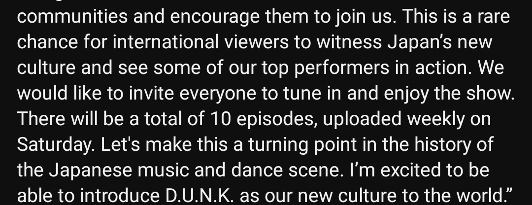 D.U.N.K. description under Ep 1 on Youtube. Kudos to SKY-HI for this initiative. Proud of &TEAM to be part of such a big project👏

And good news for international LUNÉ, we have English subtitles on this!

🔗youtu.be/1AlX9RmaLIw

#andTEAM
#DanceUniverseNeverKilled
#D_U_N_K_