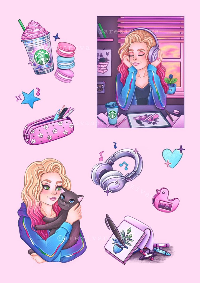 Good morning and have a good weekend 💓☀️

Yesterday I spent the whole day finishing this sticker pack and was very tired. Insanely glad that the weekend has come and I can finally relax 🥰 

Don't forget to check out my pinned tweet 💜