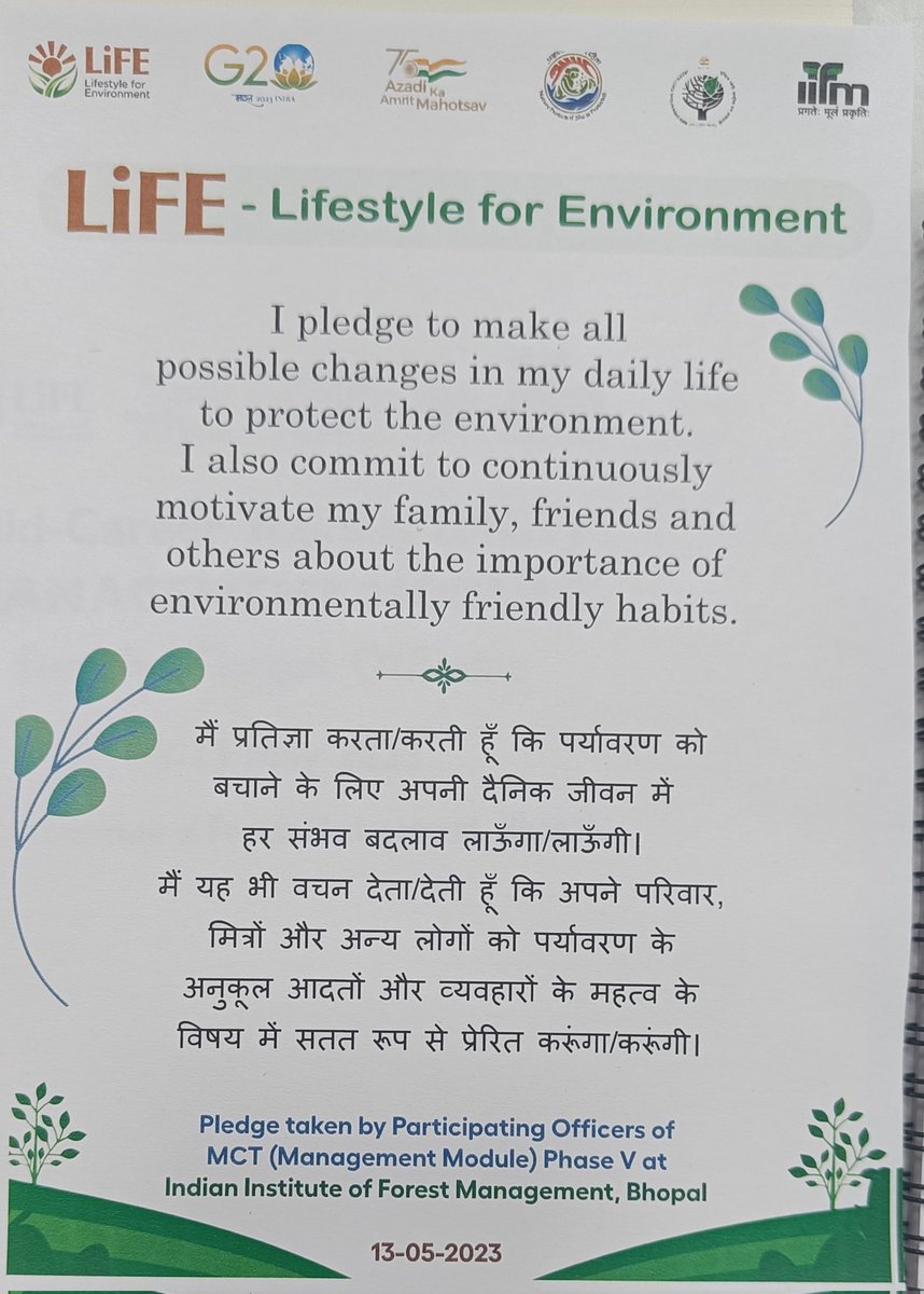 Pledged the commitment for LiFE a sustainable way to live. Please circulate the message with your family and friends and contribute in sustaining life on the planet earth. Pls RT to spread.
#LiFE <a href="/moefcc/">MoEF&CC</a> <a href="/IGNFA_GoI/">IGNFA</a> #DYK 
#SustainableLiving