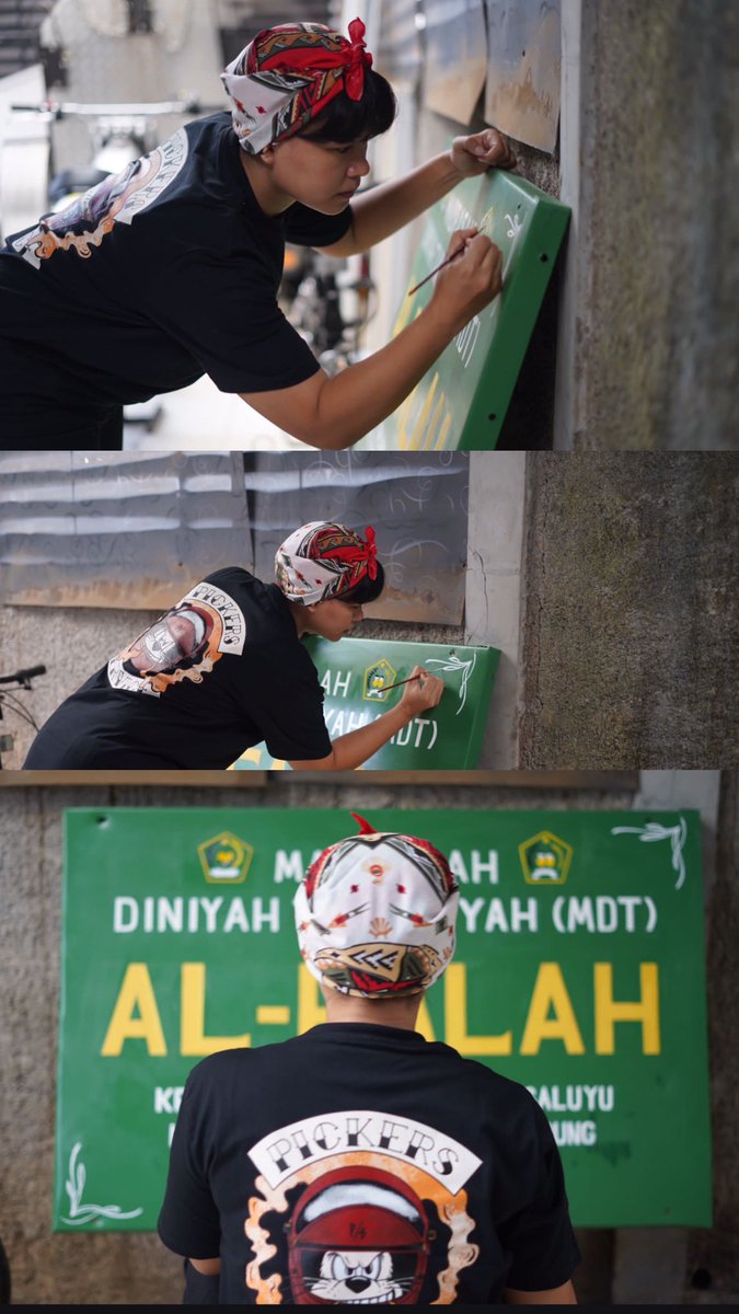 jastairvine's tweet photo. Donasi tidak hanya berupa uang kok.., klo lg ga ada duit, ya bisa bantu2 pake jasa.
Difotoin team #jabarquickresponse waktu bikin lettering, utk proyek renovasi madrasah Al Falah.
#antistickerstickerclub https://t.co/fV1zyPKnOz