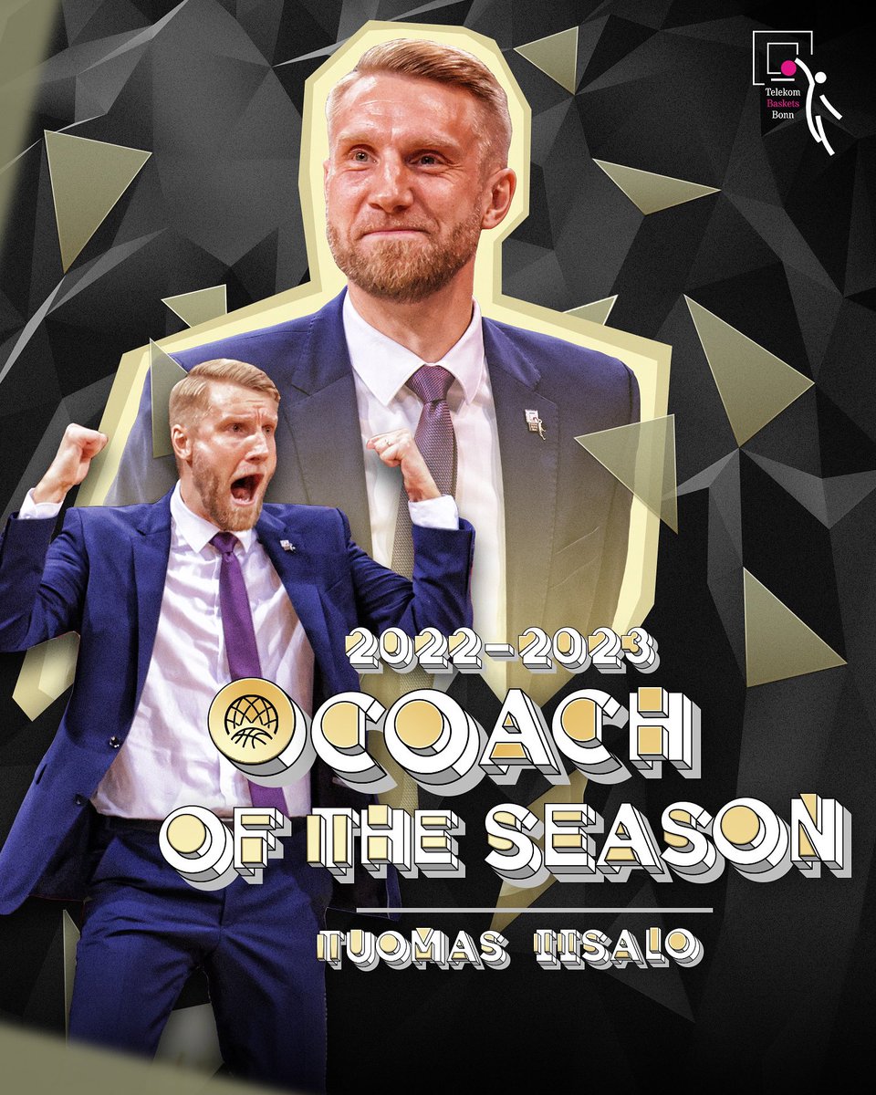 🧠✍ Tuomas #Iisalo of @telekombaskets has been voted 𝐂𝐨𝐚𝐜𝐡 𝐨𝐟 𝐭𝐡𝐞 𝐒𝐞𝐚𝐬𝐨𝐧 in the #BasketballCL - 𝙊𝙣𝙣𝙞𝙩𝙩𝙚𝙡𝙪𝙩!