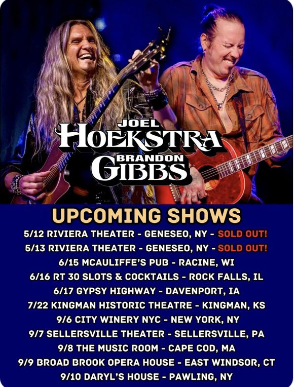 WSnakewoman's tweet image. Off to see @joelhoekstra13 and @BGibbsmusic at the Riviera Theater in Geneseo, NY tonight! #CampFireTour #MostFun 🤘🎸🙌💕