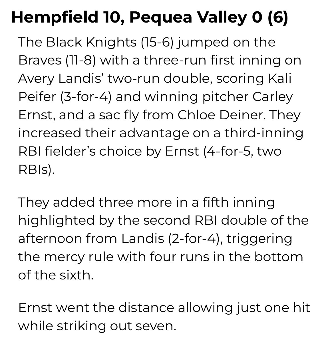 LL Softball - Recap of Hempfield’s quarterfinal win yesterday from <a href="/LancasterSports/">Lancaster Sports</a>  The Black Knights return to action Monday night at 7 pm vs Donegal at Millersville. ❤️🖤🥎