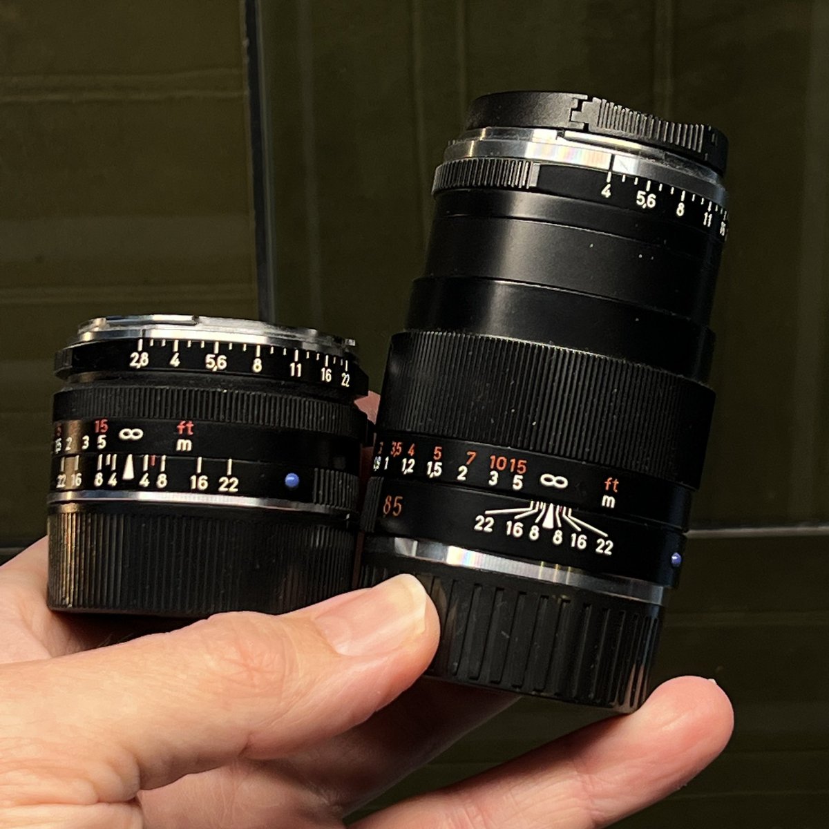 HamishGill's tweet photo. Might anyone out the be looking to purchase a 35mm 2.8 c-biogon or an 85mm f/4 tele-tessar? I am thinking of parting with mine :) https://t.co/9tyKgXdv0D
