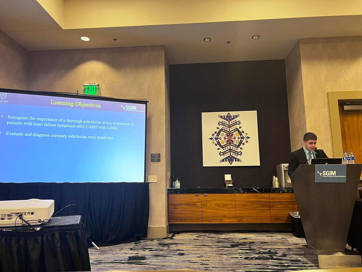 AAmedi7's tweet photo. Had a great time at #SGIM23 with mentors and friends. Honored to have gotten the opportunity to present our case about coronary subclavian steal syndrome. https://t.co/14F7YSHJob