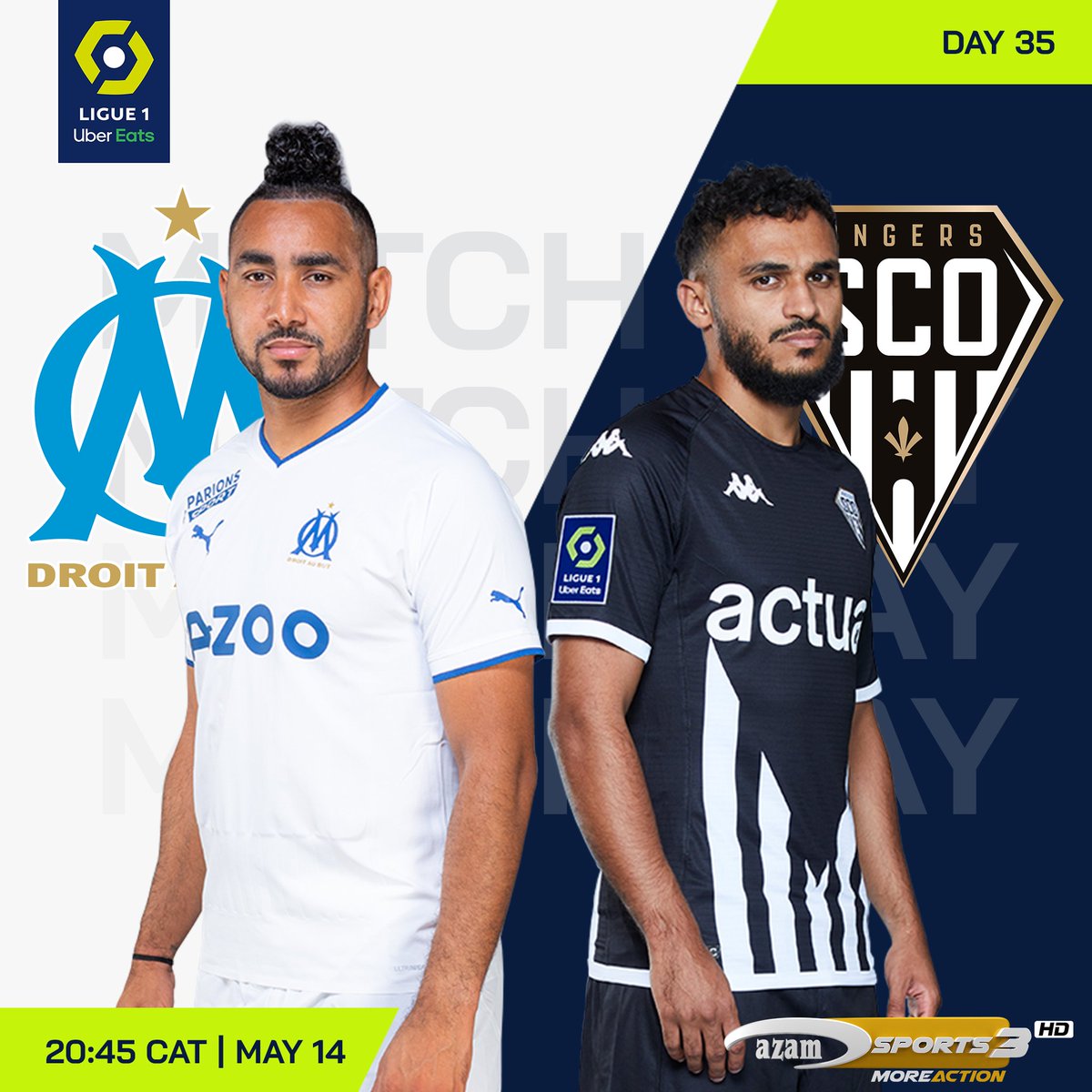 Don't miss all the exciting #FrenchLigue1 matches scheduled for Sunday :
#MONACO  vs #LILLE (17:05 CAT) 
#MARSEILLE  vs #ANGERS (20:45 CAT) on #AzamSports3HD Channel 107 #AzamTV decoder #azamtvzw #entertainmentforeverybody