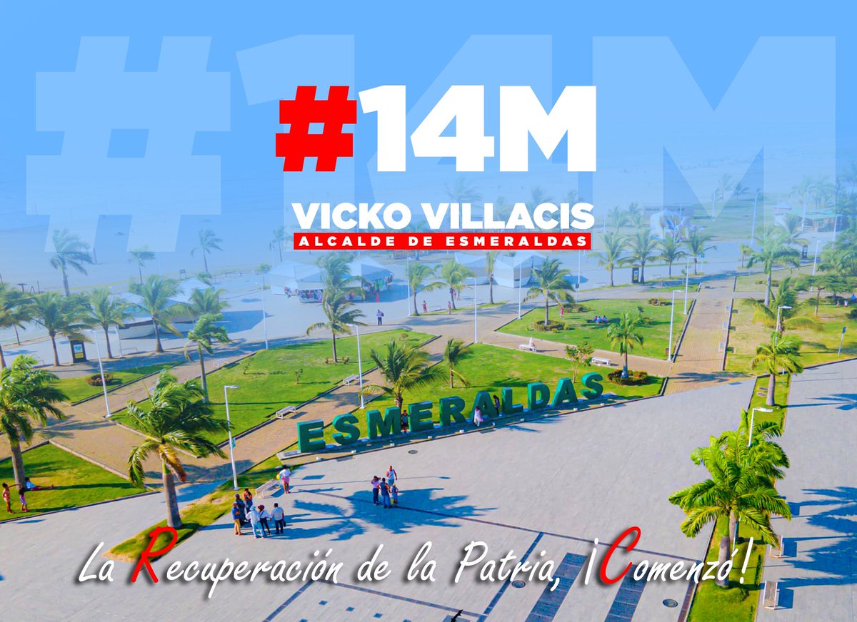 VickoVillacisT's tweet photo. Este #14M #Esmeraldas vivirá un momento histórico, porque con la posesión de Vicko Villacis como alcalde
#LaRecuperaciónDeLaPatriaComenzó @RC5Oficial @RC5Esmeraldas @MashiRafael @marcelaguinaga @JanethBustosRC https://t.co/rlJkmheYmH