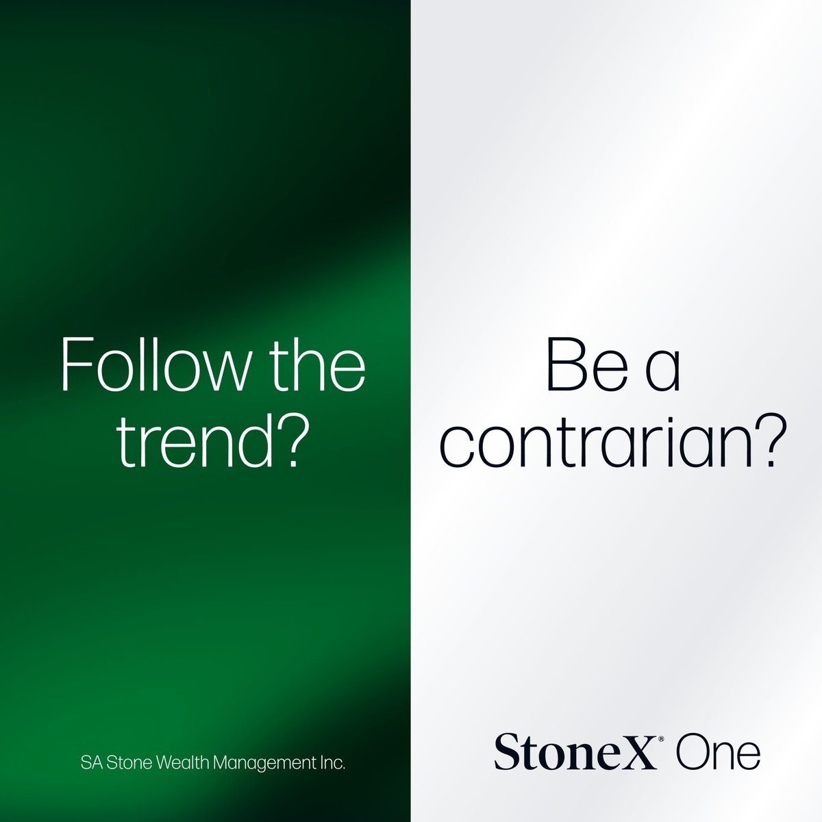 Trend-followers aim to ride the momentum until the energy evaporates, while contrarians lie in wait to capitalize on reversals. But, the latter incurs more risk and is often attempted by more experienced participants. 

Do you consider yourself a trend-trader or a contrarian?