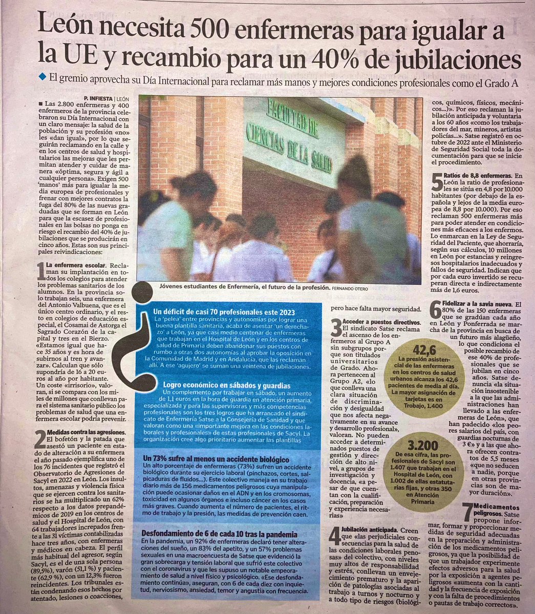 León necesita 500 enfermeras para igualar a la UE y recambio para un 40% de jubilaciones vía <a href="/diariodeleon/">Diario de León</a>