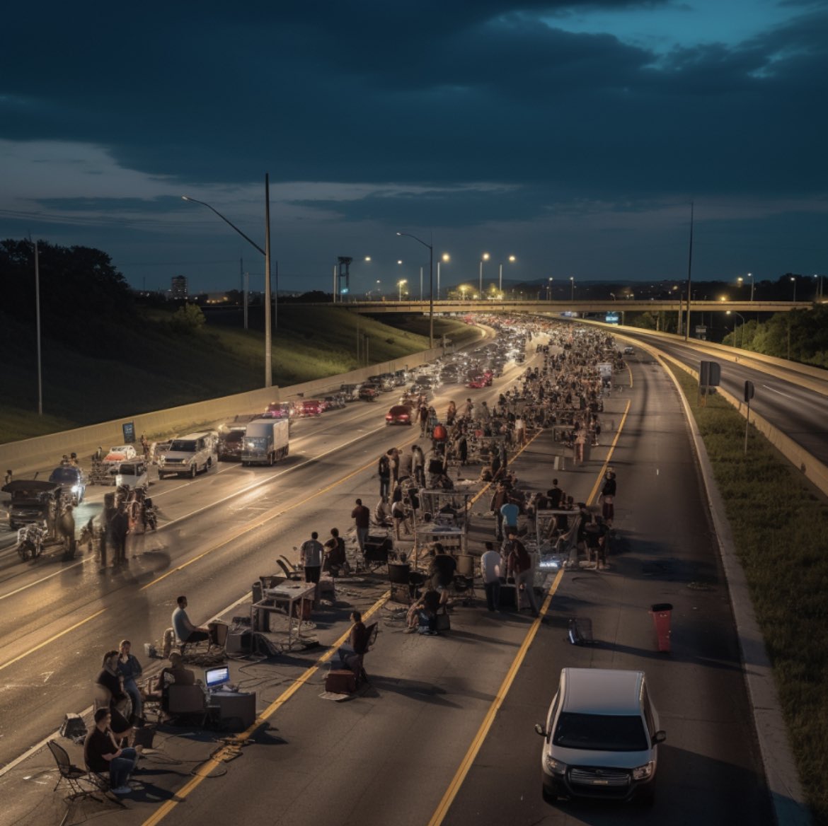 LAN party in the middle of an interstate highway