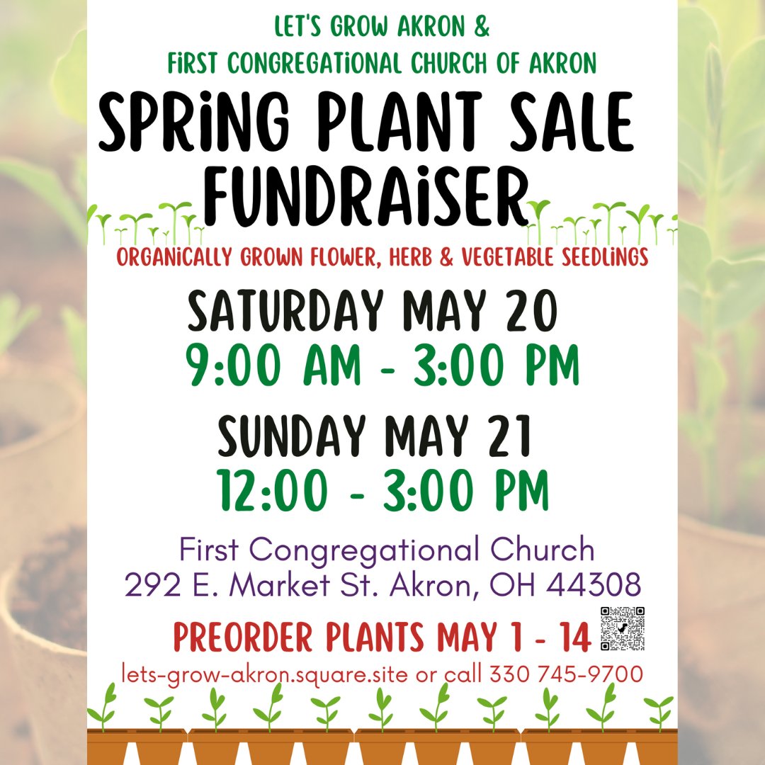 Our annual Spring Plant Sale is one week away! There is still time to preorder plants for pick up. We have organically grown vegetable, herbs and flowers available for a great price. letsgrowakron.org/spring-plant-s…