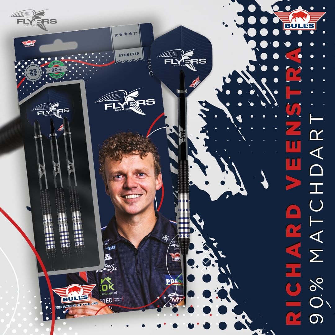 🚨DARTS ALERT🚨

The unparalleled Bull's Richard Veenstra 90% Darts! It's all about the details with this one – a striking black titanium body, silver center adorned with blue and gray lines. 

Talk about style! 💎

 #BullsDarts #RichardVeenstra #DartsLife