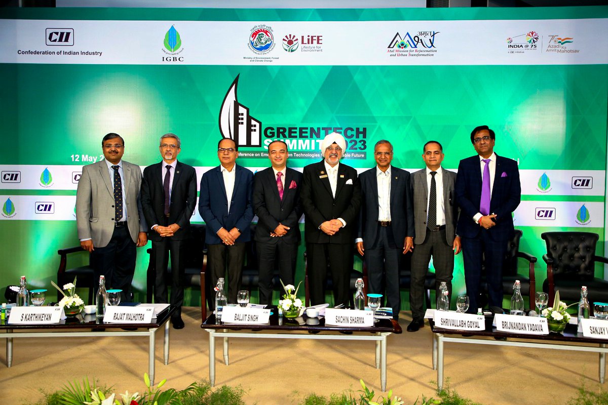 reliancemetcity's tweet photo. #RelianceMETCity was the Platinum Sponsor of the @IGBConline #GreentechSummit held on 12th May 2023. Our CEO &amp; WTD, Mr. @svgoyal12 participated in the Panel Discussion on 'Transitioning Buildings &amp; Built Environment towards Net Zero'.

#METCity #METL #RelianceIndustries https://t.co/EoQ1TULK7K