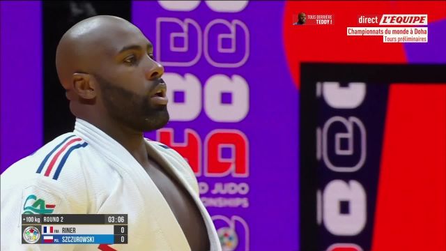Teddy Riner rejoint les huitièmes de finale des Mondiaux de Doha: Teddy Riner a passé sans encombre le deuxième tour des Championnats du monde de Doha (Qatar) ce samedi face au Polonais Kacper Szczurowski en +100 kg. Le décuple… ** martialnet.it dlvr.it/SnzN1Y