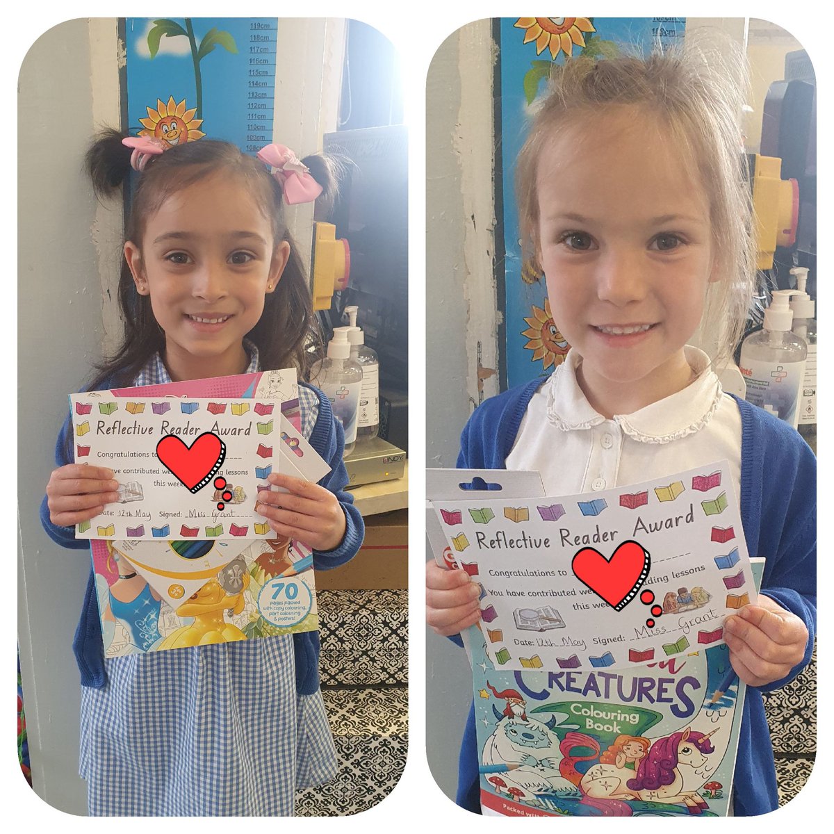 MissKMGrant1's tweet photo. Here are our Reflective Reader certificate recipients this week. Both of these superstar readers were able to 'Spot the Silly' word in a non-fiction text and offer a more appropriate alternative. Bravo W and E 📚🌟🥰 @anneglennie @HelenMacKinven #reflectivereader https://t.co/x93HwxPSts