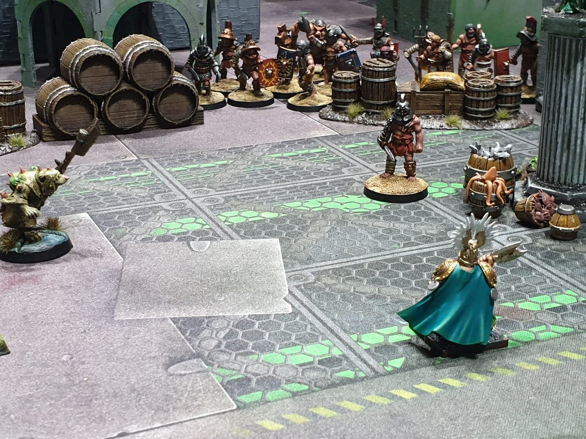 SabreWargaming's tweet photo. As our Mordheim campaign draws to a close, three warbands find themselves in our traditional final pit fight. Obviously feeling at home, my Pit King destroys the dwarf with a critical strike from his morning star to win the campaign!! #WarGaming https://t.co/o4t09eI05a