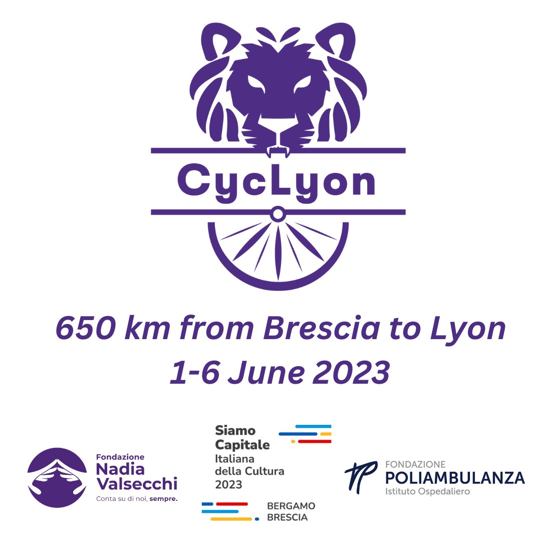 CycLyon 2023: from June 1st to June 6th, a dedicated team of medical researchers will cycle from Brescia to Lyon, to raise funds for pancreatic cancer research. We invite you to follow our journey and support us on Instagram, Facebook, Twitter, and LinkedIn! 🚴‍♂️