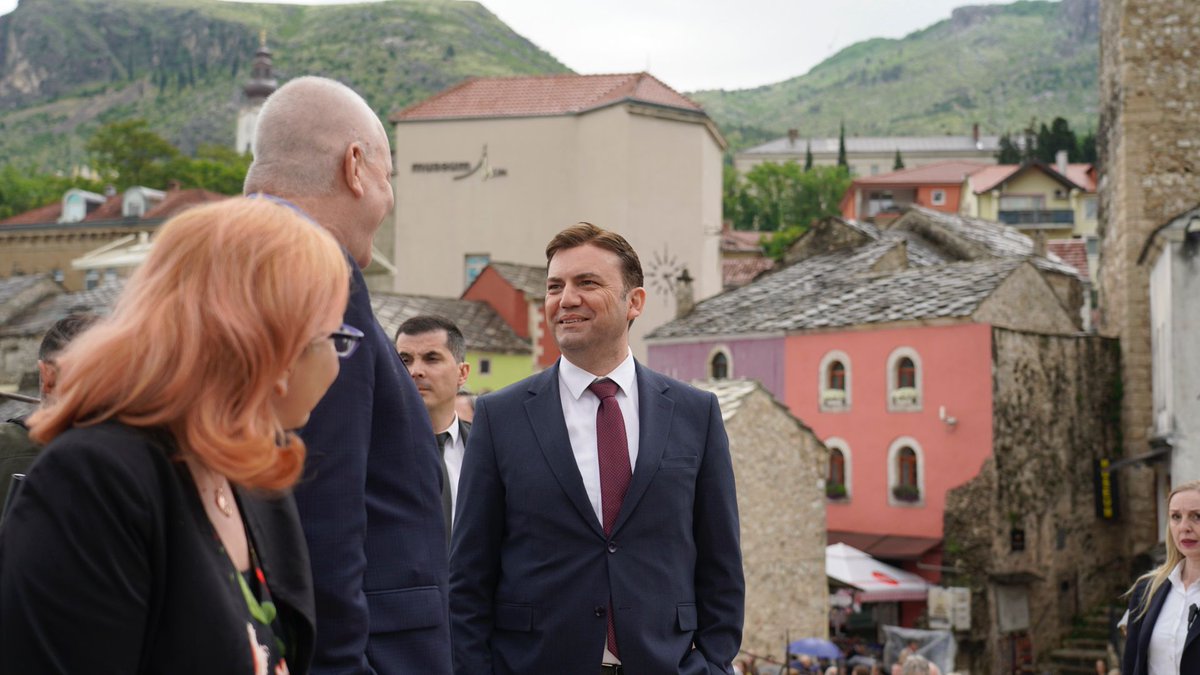 Bujar_O's tweet photo. Grateful to discuss the importance of fostering an atmosphere of 
co-existence &amp; tolerance with #Mostar mayor #drMarioKordić &amp; City Council Speaker Salem Marić. A sense of community will allow the city to capitalize on its huge potential for tourism &amp; growth.  
#ItsAboutPeople https://t.co/GucBtUGCq9