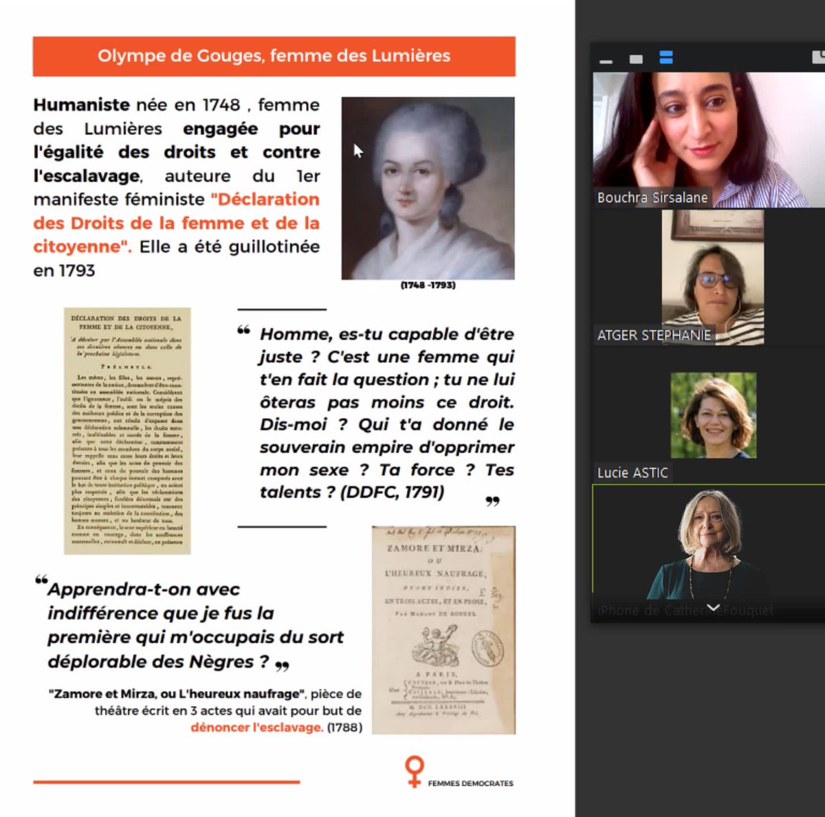 #DevoirdeMémoire, un acte essentiel pour ne pas oublier celles qui ont résisté à la domination et la violence de l'#esclavage.

Une conférence #FemmesDémocrates instructive en hommage aux héroïnes de l'Histoire avec Catherine Marrand-Fouquet et Stéphanie Atger. #AvecElles