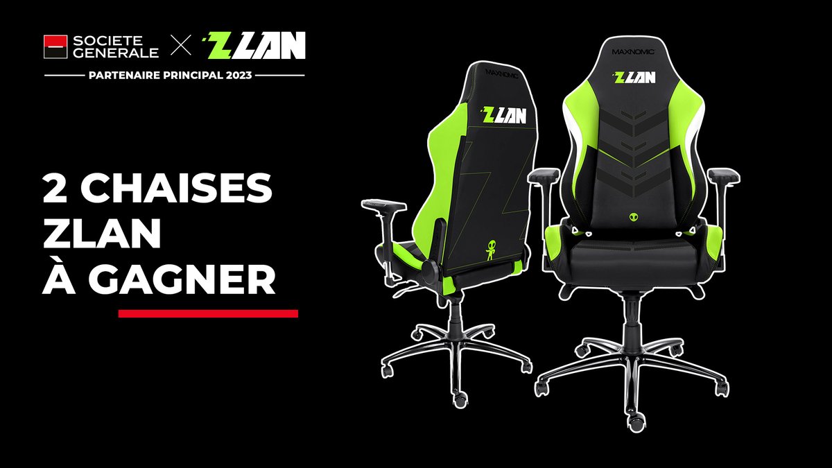 Société Générale Esport (@sgesport) on Twitter photo Envie de vous asseoir confortablement dans une chaise #ZLAN2023 ? On vous en fait gagner 2 dans notre CONCOURS ! 👀
Pour participer il suffit de follow <a href="/SGesport/">Société Générale Esport</a> et RT ce tweet ! 🎁
2 gagnants seront tirés au sort lundi ! Bonne chance 🍀 Envie de vous asseoir confortablement dans une chaise #ZLAN2023 ? On vous en fait gagner 2 dans notre CONCOURS ! 👀
Pour participer il suffit de follow <a href="/SGesport/">Société Générale Esport</a> et RT ce tweet ! 🎁
2 gagnants seront tirés au sort lundi ! Bonne chance 🍀
