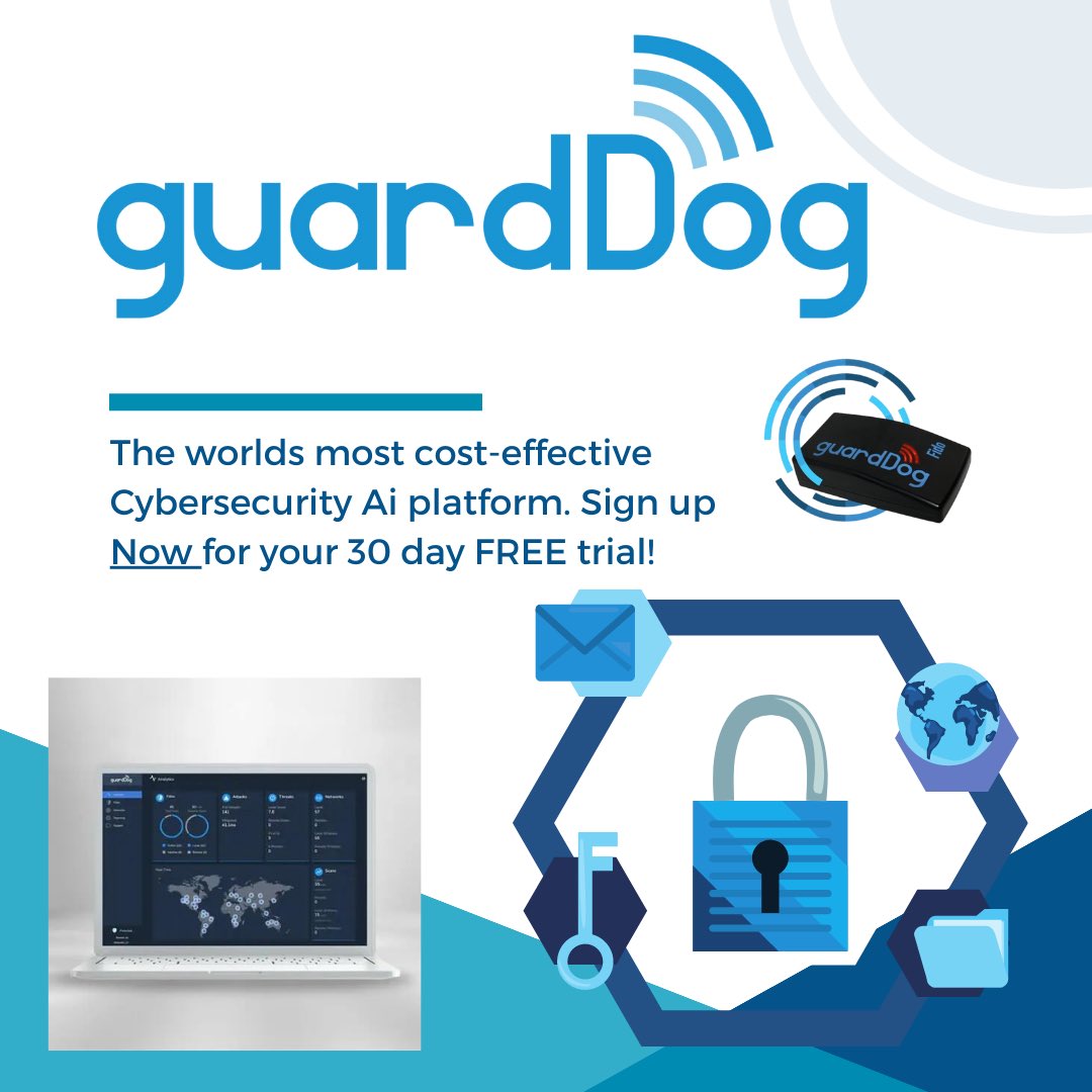DrexlerHooke's tweet photo. Make cybersecurity work for you. 24/7 guardDog AI is always watching and sniffing out potential trouble. Detect, Contain and Resolve. https://t.co/uJLAsM2KET