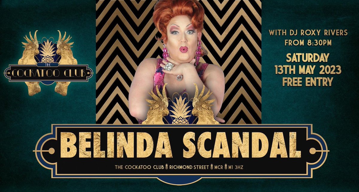 CockatooClub's tweet photo. Cocktails &amp; Cabaret with Belinda Scandal Saturday from 21:00
Hosted by DJ Roxy Rivers
Entry is free.
You can book a table by messaging us through Facebook.
All cocktails 2 for £12 until 21:00.
🍸 https://t.co/uuhlnPdz0F