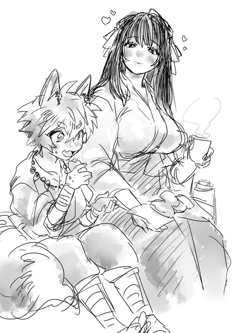 🦊ショタと巫女おねーさん。背景。 