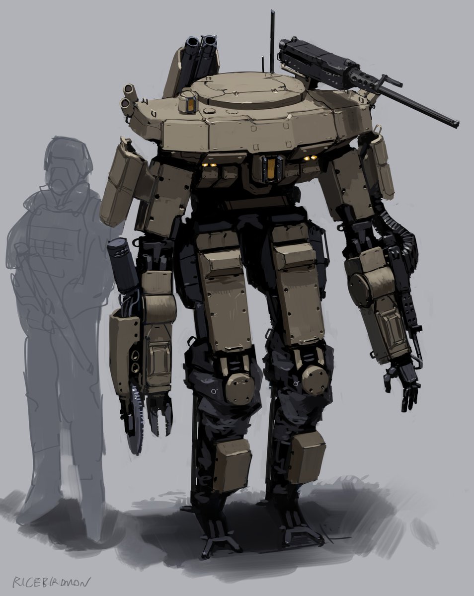 robot mecha weapon gun science fiction grey background holding gun  illustration images