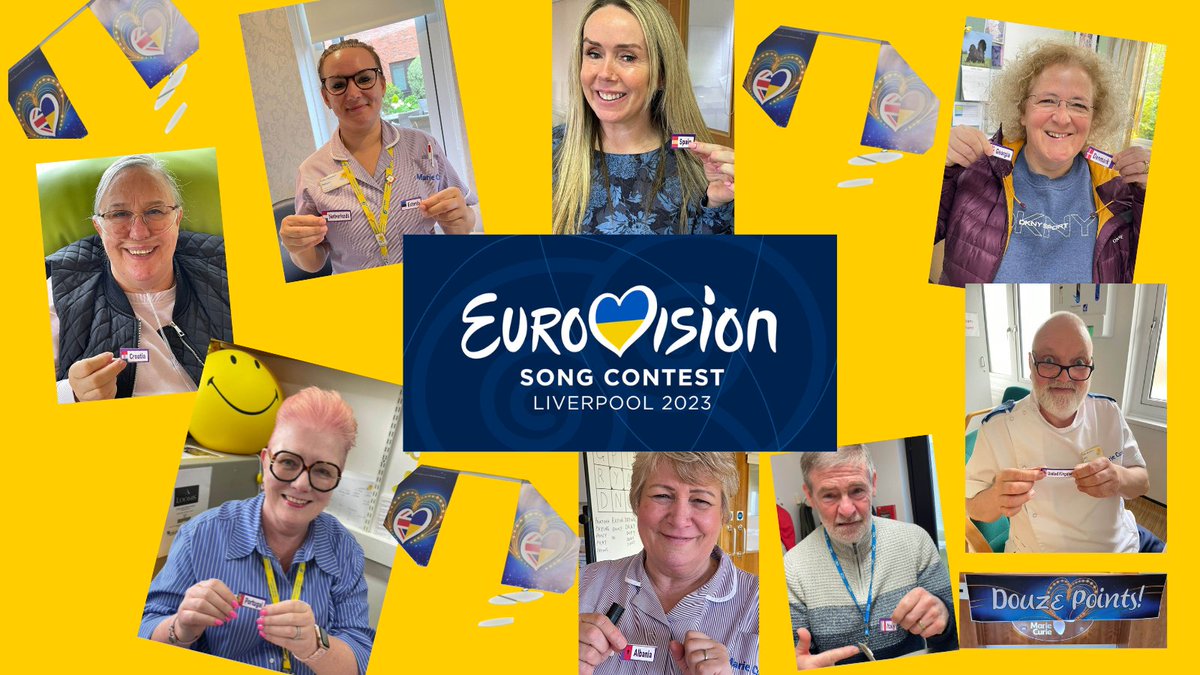 mariecurieuk's tweet photo. #Eurovision fever is taking over Liverpool so our @LiverpoolHosp had to join in, of course! 

Staff, patients &amp; volunteers have been picking their winning countries... who will you be supporting? @bbceurovision @Eurovision #Eurovision2023 https://t.co/sa2ZwYQRvj