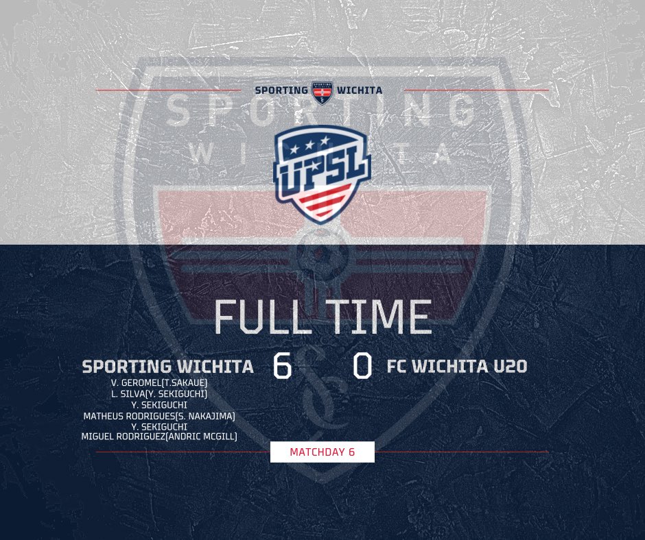 Final score in Wichita! Sporting Wichita First Team move to 6-0 on the season.

#UPSL #SW1 #wichita #soccer

📷 Andres Gigi Rodriguez