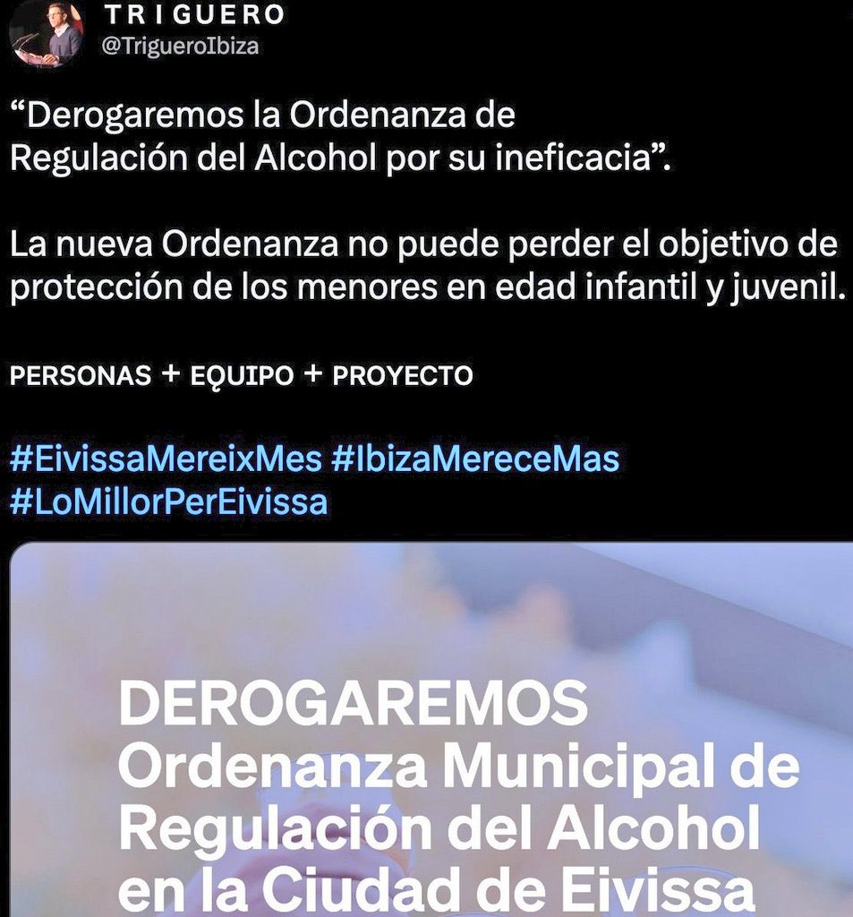 carmenboned's tweet photo. 🙄Alguns encara no s’han enterat que estam treballant i fa mesos amb el nou #PMAE (Pla Municipal Adiccions Eivissa) i que amb l’ordenança actual hem pogut aplicar #mesures alternatives substitutories de sancions entre els joves. Quina pena! #TrigueroBotellon https://t.co/NhLCG6b5jc
