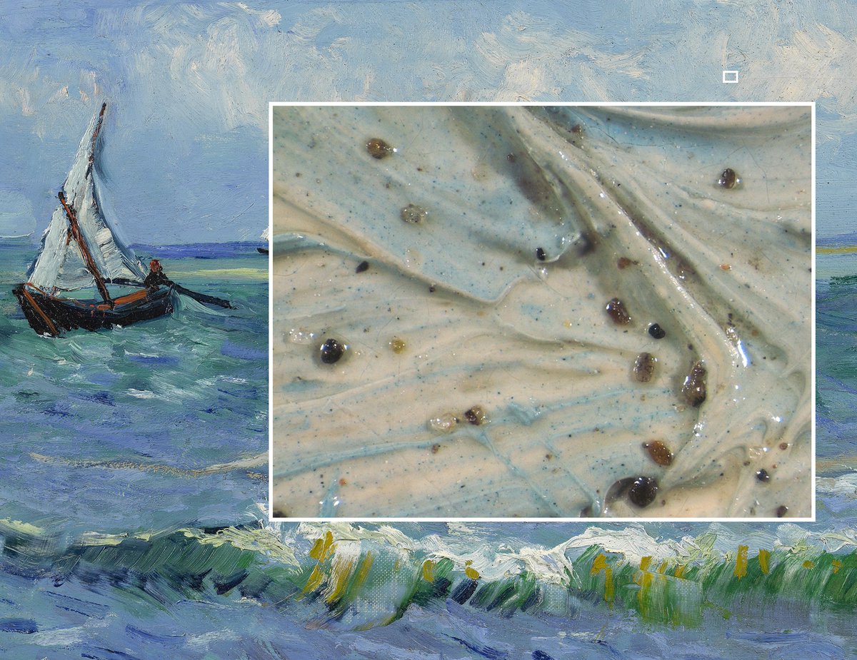 vangoghmuseum's tweet photo. 🌊 A windy day at sea ⛵ Vincent loved to paint outdoors. For his ‘Seascape near Les Saintes-Maries-de-la-Mer’, he took his easel to the beach. Fun fact: a conservator found grains of sand in the paint while researching it! https://t.co/Ont1rzqhES