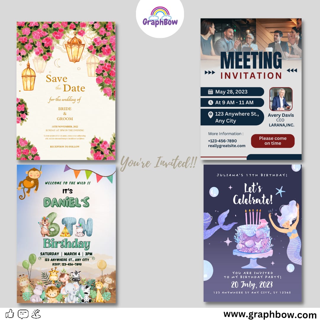 graphbow's tweet photo. Here are some Invitation card design samples created by our team. Do let us know if you want our further services or DM us for query
Follow -@graphbow
 #invitationcardsample 
#invitationcarddesign #samples #GraphicDesigner #graphics #canva https://t.co/PQZXccTHFG