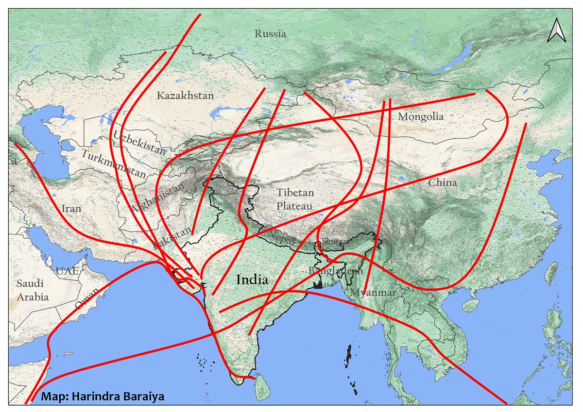 Major bird migration routes to India.
@EAAFP @birdcountindia @WMBD  @BonnConvention @BirdLife_News @GujForestDept @wii_india @sureshwii #WorldMigratoryBirdDay #WorldMigratoryBirdDay2023