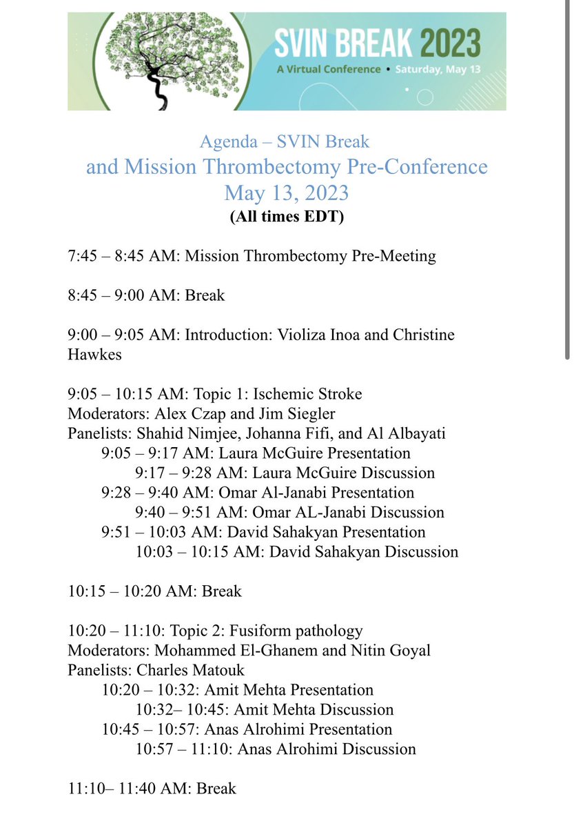 Violiza Inoa (@inoavioliza) on Twitter photo SVIN Break Morning Sessions Here 👇
Will see you in less than 1 hour!!
protect-us.mimecast.com/s/HmbxCYEMRviL…
<a href="/svinsociety/">SVIN</a> <a href="/elghanemmoh/">Mohammad El-Ghanem</a> <a href="/WomenInNeuroIR/">WINN 🇺🇦</a> <a href="/NguyenThanhMD/">Thanh Nguyen 🇺🇦</a> <a href="/AmeerEHassan/">Ameer E. Hassan</a> <a href="/AlexandraCzap/">Alexandra Czap</a> <a href="/SharashidzeVera/">Vera Sharashidze</a> <a href="/CMHawkes/">Christine Hawkes, MD</a> SVIN Break Morning Sessions Here 👇
Will see you in less than 1 hour!!
protect-us.mimecast.com/s/HmbxCYEMRviL…
<a href="/svinsociety/">SVIN</a> <a href="/elghanemmoh/">Mohammad El-Ghanem</a> <a href="/WomenInNeuroIR/">WINN 🇺🇦</a> <a href="/NguyenThanhMD/">Thanh Nguyen 🇺🇦</a> <a href="/AmeerEHassan/">Ameer E. Hassan</a> <a href="/AlexandraCzap/">Alexandra Czap</a> <a href="/SharashidzeVera/">Vera Sharashidze</a> <a href="/CMHawkes/">Christine Hawkes, MD</a>