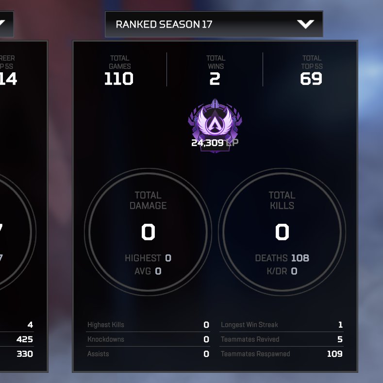 I GOT MASTERS WITH NO DMG IN RANKED. After crafting 1000000 MEDKITS and ratJAMing in the storm i finally got masters. this game is litereally a ratting simulator. I was the 0 dmg to masters / pred challnege
<a href="/PlayApex/">Apex Legends</a>
#VtuberDebut #VtuberUprisings #Vtubers
