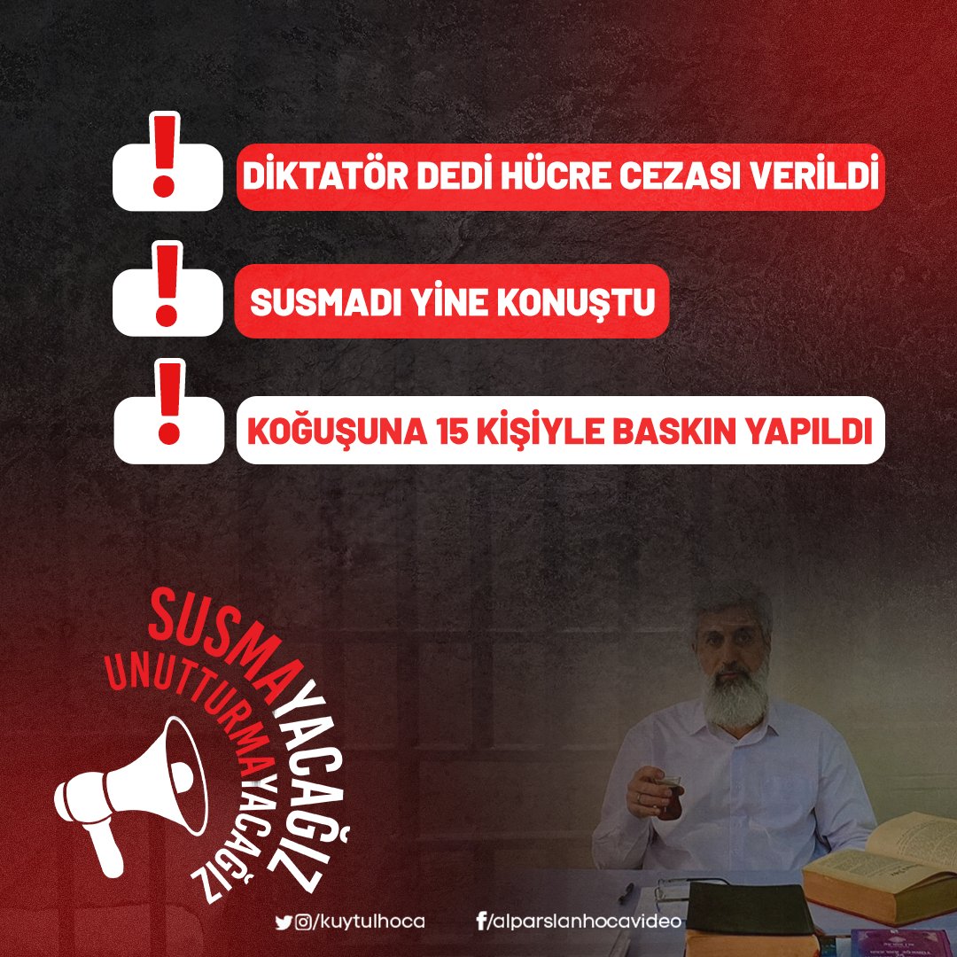 ❗Diktatör dedi, hücre cezası verildi ❗Susmadı yine konuştu  ❗Koğuşuna 15 kişiyle baskın yapıldı   AlparslanHoca Savunmaları