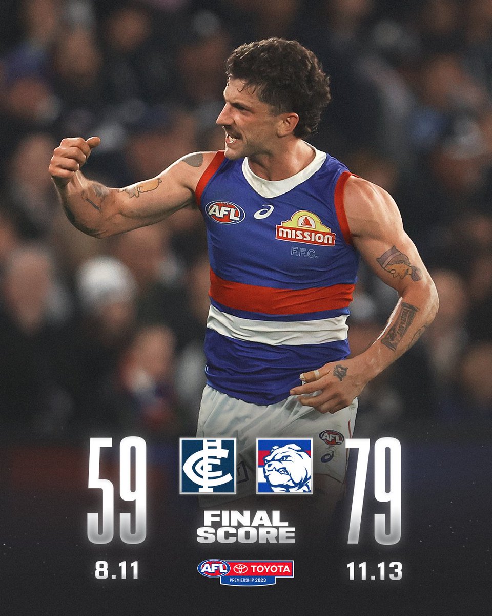 The Dogs survive a late scare 🐶

#AFLBluesDogs