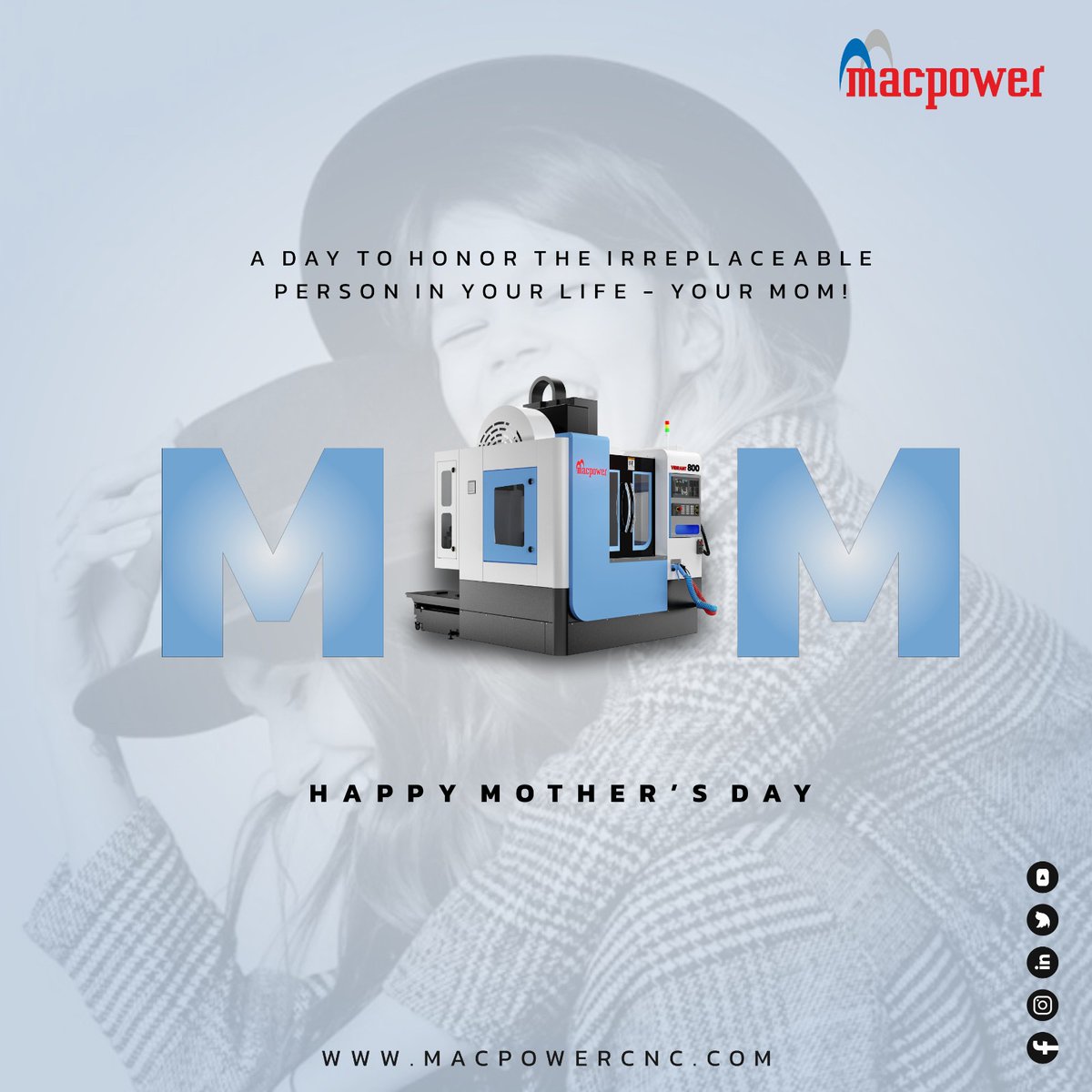 A Day To Honor The Irreplaceable Person In Yourlife - Your MOM...!!! Macpower Family Wishes You the Happy Mother's Day...!!!
#gujarat #machine #VMC #MACHINETOOLS #tooling #cnc #technology #macpower #MothersDay