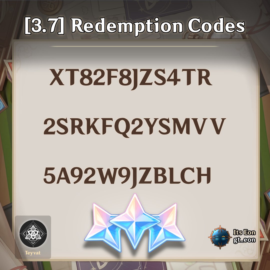 Its Eon on X: Travellers! Here are the redemption codes from the 4.2 Live.  Claim your primogems fast, you only have today. Link  :     / X