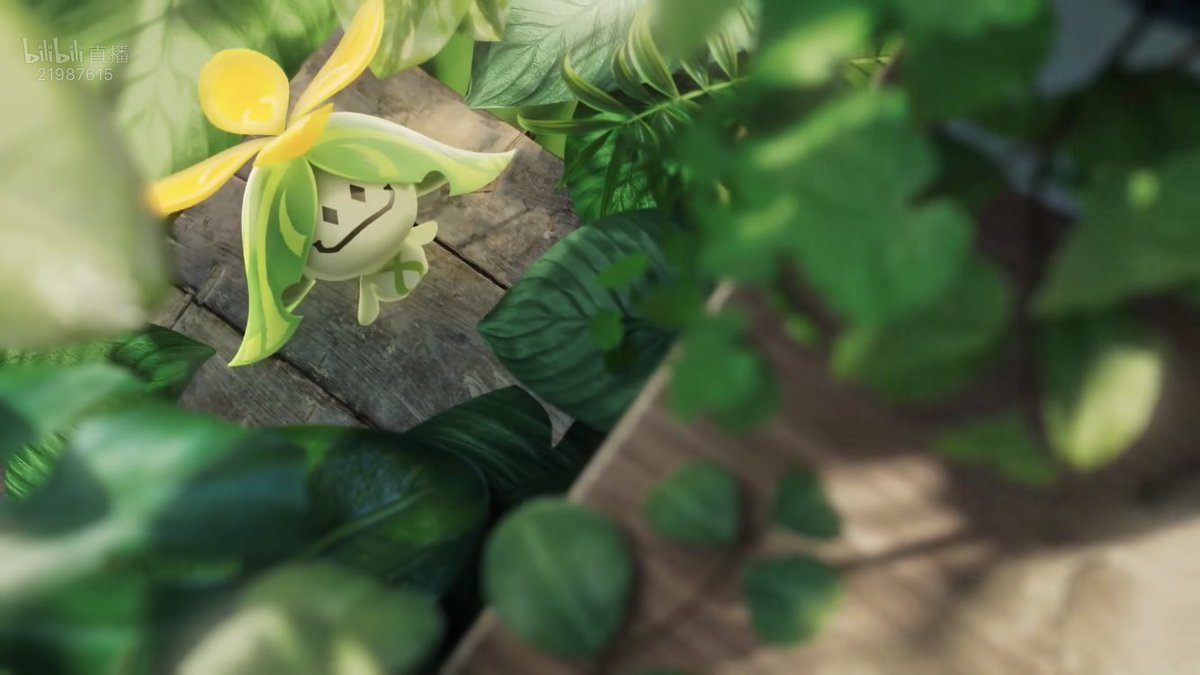 pokemon (creature) no humans solo blurry outdoors black eyes leaf  illustration images
