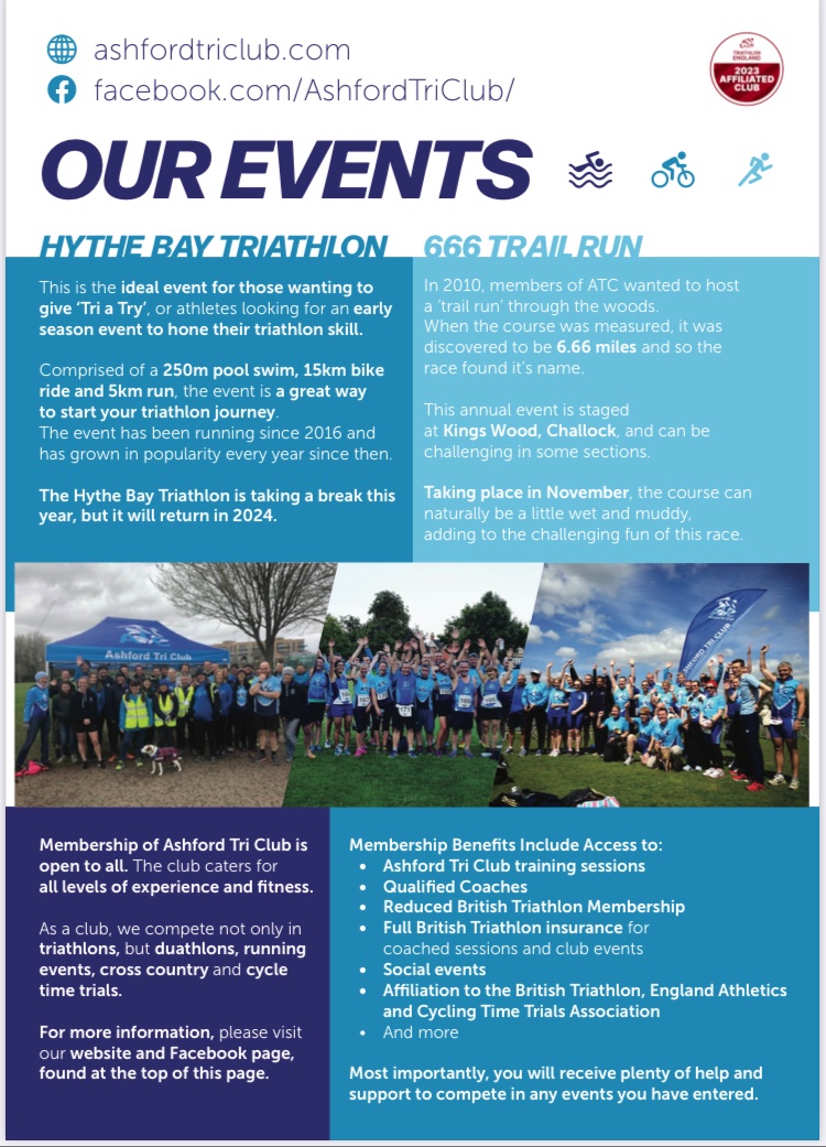 Great morning with our <a href="/Ashfordparkrun/">Ashford parkrun</a> take over. Thanks to all the volunteers from the club and a massive well done to all the runners today! Don’t forget the Tri club is everyone no matter ability, size or shape, you don’t even need to swim!