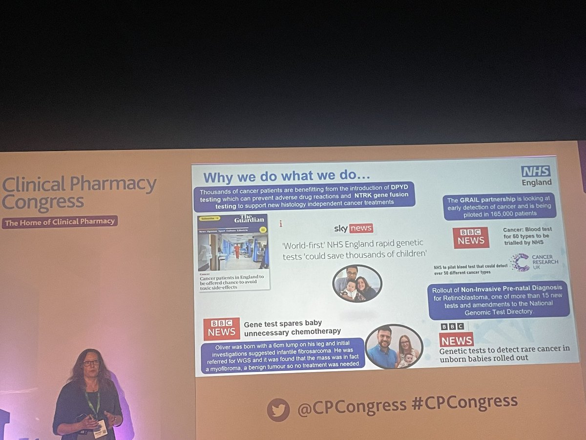 @VickyChaplin3 presenting at @CPCongress accelerating genomic medicine in the nhs. Genomics can help with prediction, prevention,diagnosis and precision treatment of disease. With patients at the centre of what we do. @NHSgms