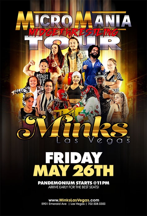 minkslasvegas's tweet photo. Come get #microsized at Minks for the Micro Mania Tour! π€© This is one show you don't want to miss - it's the BIGGEST LITTLE show in the USA! π #microsizedfun #minks #micromania #minksvegas #midgetwrestling https://t.co/o7lDFHirFb
