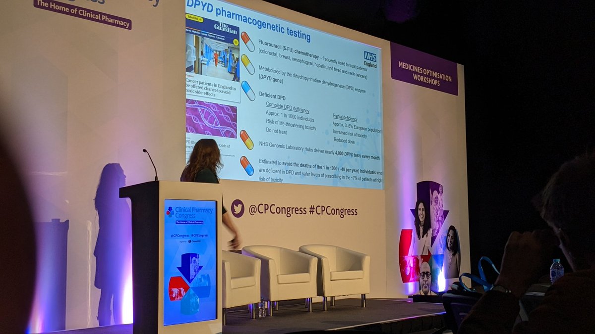 Deaths of 40 people a year prevented by genetic testing before initiating  chemotherapy in England says <a href="/VickyChaplin3/">Vicky Chaplin</a> #CPCongress